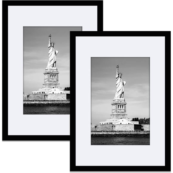 AmPm 11x17 Picture Frame Black Poster Frame,Display Pictures 8x12 with Mat or 11x17 Without Mat,Wall Gallery Photo Frames,2 Pack