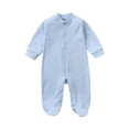 thumbnail image 2 of AherBiu Infant Clothes for Boys Girls Baby Rompers Button up Cotton Bodysuits Fall Winter Solid Color Casual Newborn Jumpsuits, 2 of 8