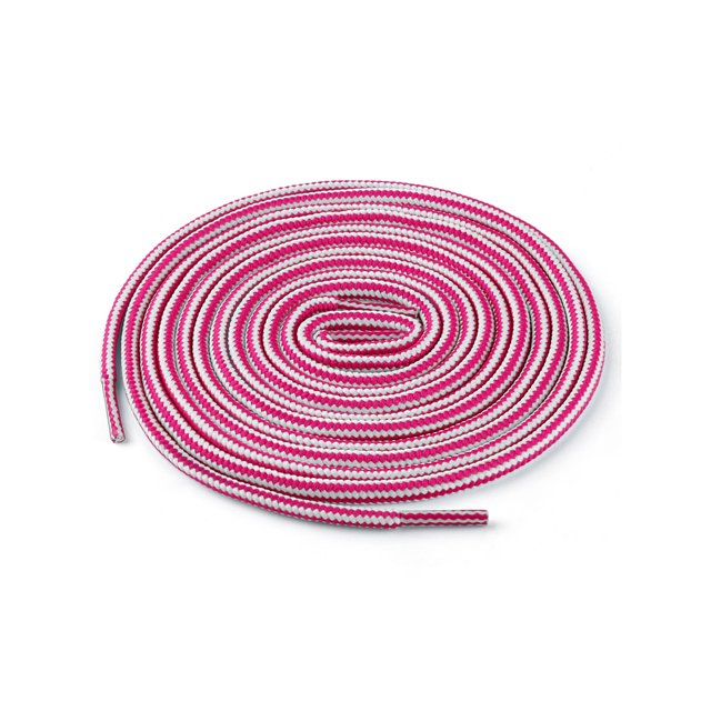 INSPIRE CHIC Unisex Round Rope Dual Colored Striped 1/5 Thick Boot Shoelace 70cm / 27.55" White Fuchsia