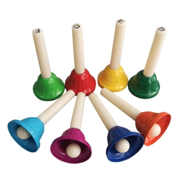 Bunblic 8 Pieces 8 Note Hand Bells Diatonic Metal Bells, Percussion Teaching Aids Kids Music Toys Musical Bells for Wedding Classroom