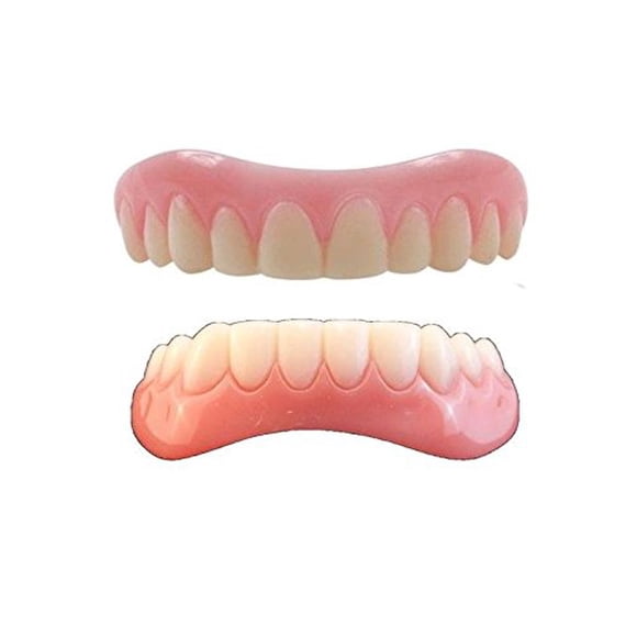 Instant Smile Veneer Set with Small Top Set of White Teeth and Bottom Set of White Teeth