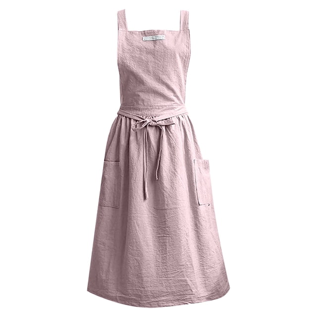 Binwennn Bib Aprons for Women And Men Hair Stylist Apron with Bling Mens Aprons plus Size Soft Apron Solid Color Bandage Aprons Japanese Style Kitchen Cooking Clothes For Women Chef