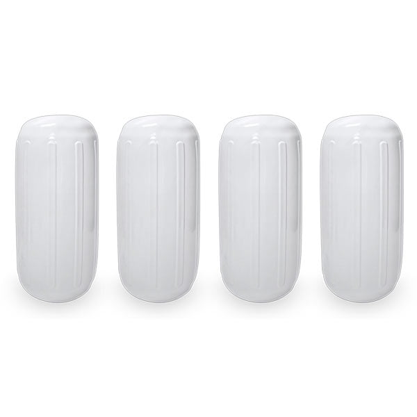 NEH Center Hole Ribbed Boat Pontoon Fender 8" x 20" 4pcs Inflatable Vinyl Mooring Bumpers Guard Dock Docking - White