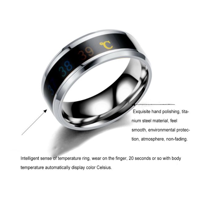 Couple Rings Delicate Ring Smart Sensor Body Temperature Small Steel Delicate Couple Rings Lightness Finger Jewelry Wedding Women Engagement Rose golden 8#