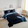 thumbnail image 3 of YST Dragon Ensemble de Couette Format Simple, Ensembles de Literie 3D Dinosaure Rugissant Doux pour Chambre, Ensembles de Couette de Literie pour Enfants Garçons Imprimés Tonnerre Faune Rocheuse, Couette en Duvet Gothique Ciel Noir Orange, 3 of 6