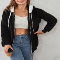 thumbnail image 3 of Womens Full Zip Up Sherpa Hoodie Fuzzy Fleece Jacket Oversized Fluffy Coat with Pockets, 3 of 9