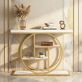 thumbnail image 4 of Gymax 4-Tier Console Table w/Storage Shelves Circle Base Accent Behind Couch Table White & Gold, 4 of 10