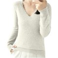 thumbnail image 2 of EGNMCR Chandail à Col Rond Mode Femme Décontracté Col Semi-Montant Couleur Unie Ample Base Tricoté Chandail Femme Blouse Polyester, 2 of 4