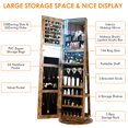 thumbnail image 3 of LVSOMT 360° Rotating LED Jewelry Armoire with Full Length Mirror, Jewelry Cabinet Large Standing Lockable Mirror Jewelry Organizer with Inner Makeup Mirror & Soft Velvet for Living Room Bedroom, 3 of 9