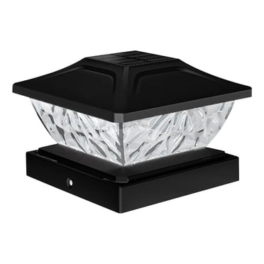 yulier Solar Post Cap Lights, Outdoor Garden Solar Powered Fence Post Cap Lights, Post Cap Lantern Column Lamp for Fence Patio Decor, 5.8" x 5.8" x 3.7", Black