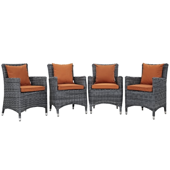 Modway Summon 4 Piece Outdoor Patio Sunbrella® Dining Set in Canvas Tuscan
