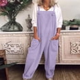 thumbnail image 1 of Qertyioot Combinaison pour Femmes Grande Taille, Salopette Décontractée Ample en Coton et Lin, 1 of 8
