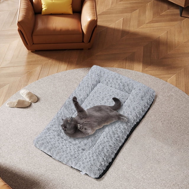 Reversible Pet Bed Mat for Cats and Dogs Soft Flannel Sleeping Cushion Pad with Non Bottom - Washable Comfortable Indoor Pet Bedding for Small to Medium Animals