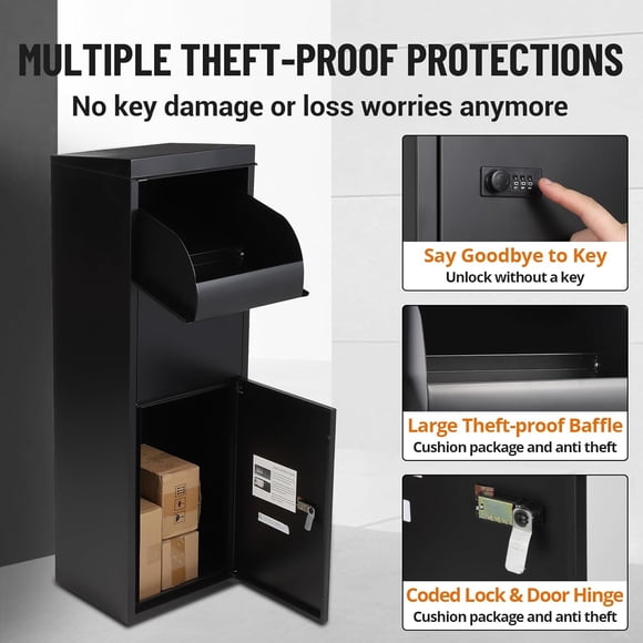 Kojooin Outdoor Locking Package Delivery Box, Anti-Theft Waterproof Parcel Drop Box with Combination Lock