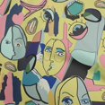 thumbnail image 1 of oneOone Silk Tabby Yellow Fabric Abstract Comic Face Sewing Material Print Fabric By The Yard 42 Inch Wide, 1 of 5