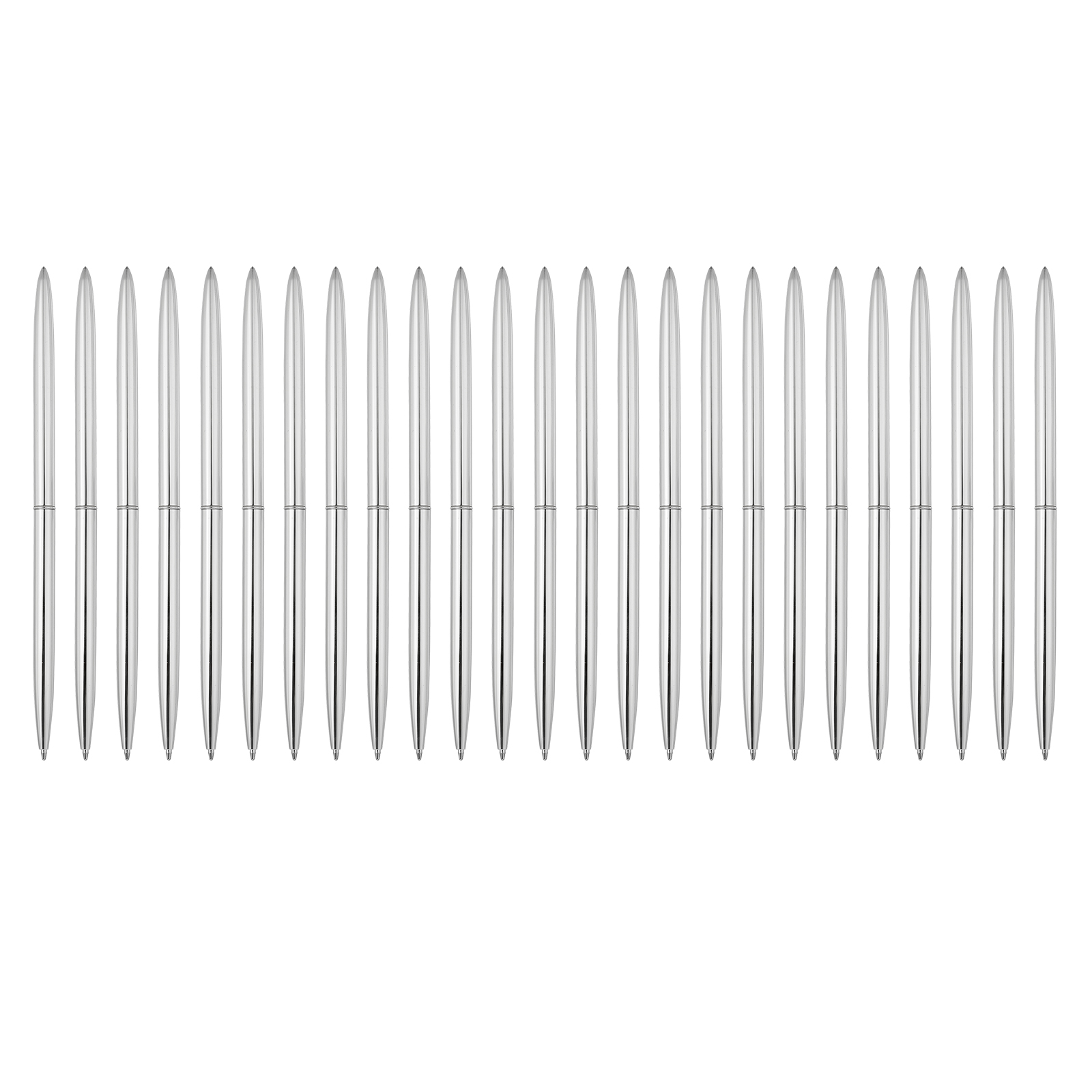 Unique Bargains 25 Piece Slim Metal Ballpoint Pen, 1.0 mm Retractable Metallic Twist Writing Pen for Home Office， Silver Tone
