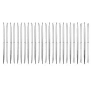 Unique Bargains 25 Stylo à bille en métal mince, 1.0 mm Stylo d'écriture Twist métallique rétractable pour le bureau intérieur, ton argent