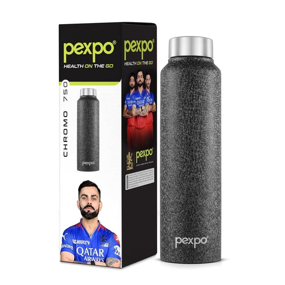 Chromo Pro Stainless Steel Sports Fridge Water Bottle - 750ml, Black | Ideal For Office, Gym, School, Yoga, Trekking - BPA Free, Lightweight, Leak Proof & Rust Free