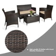 thumbnail image 4 of Gymax 4PCS Patio Rattan Conversation Furniture Set Outdoor w/ Brown & Grey Cushion, 4 of 10