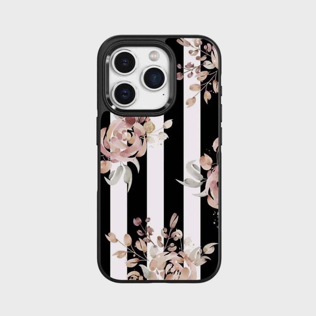 Caseco Étui iPhone 15 Pro Max avec MagSafe - Fleur Noire
