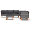 thumbnail image 3 of vidaXL 6 Piece Garden Lounge Set with Cushions Poly Rattan Grey, 3 of 9
