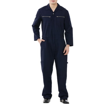 TOPTIE Men's Twill Action Back Coveralls Zipper Coverall Regular-Navy-M Regular