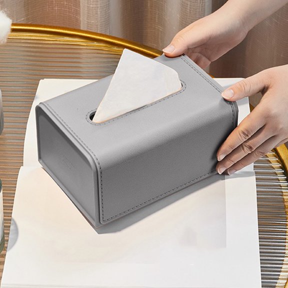 Uuiauoio Matte Leather Tissue Box Cover with Spring Base for Living Room Office Bedroom Decor U-Shaped Dispenser Desktop Organizer and Home Napkin Box