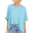 thumbnail image 1 of ORUYROP T-Shirt Surdimensionné pour Femmes Été Décontracté à Manches Courtes Tee Ample Hauts, 1 of 5