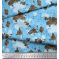 thumbnail image 3 of Soimoi Blue polyester Crepe Fabric Floral Art Geometric Print Fabric by the Yard 42 Inch Wide, 3 of 3