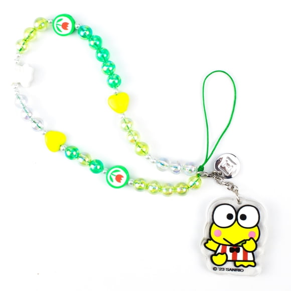 iFace Hello Kitty & Friends Beaded Wristlet Phone Charm Strap – Universal Cute Wrist Chain Lanyard – Keroppi
