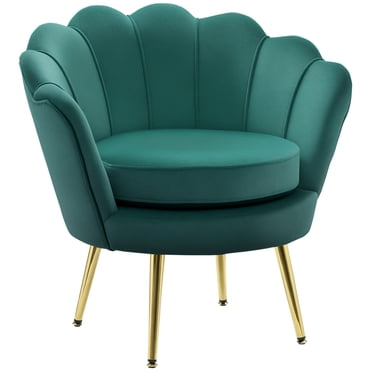 HOMCOM Fauteuil d'Appoint Moderne en Tissu Velours Fauteuil Club de Loisirs avec Pattes Dorées