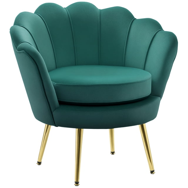 HOMCOM Modern Accent Chair Velvet Fabric Leisure Club Chair with Gold Legs