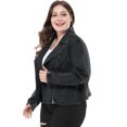 thumbnail image 4 of GRACE & GRANDEUR Women's Plus Size Denim Inclined Zip Motorcycle Jacket, 4 of 6