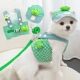 thumbnail image 1 of Summer Pet Harness and Leash Set, 3-Piece Breathable Mesh Vest, Adjustable Straps, Reflective Design, Sun Hat, Green, for Small and Medium Cats and Dogs, 1 of 6