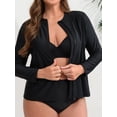 thumbnail image 3 of Charmo Womens Plus Size Long Sleeve Rash Guard Top Zipper Sufing Swim Shirts UPF 50+ Swimsuit Tops, 3 of 7