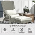 thumbnail image 4 of Outsunny Chaise Adirondack en Osier avec Ottoman Chaise pour Foyer avec Coussin Blanc, 4 of 10
