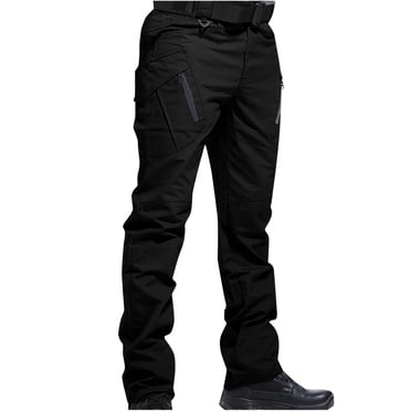 TIMIFIS Black Work Pants for Men, Tactical Waterproof Cargo Hiking Pants Lightweight Stretch with Multi-Pockets for Outdoor Activities