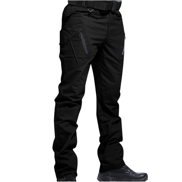 Pantalon Cargo Tactique pour Homme Pantalon de Travail Extérieur Ripstop Multi-Poches Randonnée Camping Pantalon Noir 5TG