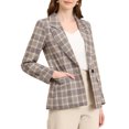 thumbnail image 1 of INSPIRE CHIC Blazers pour Femmes Revers Cranté Manches Longues un Bouton Blazer à Carreaux Brun Beige G, 1 of 7