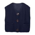 thumbnail image 1 of Women's Sleeveless Knit Cardigan Vest Solid Color Pocket Button Front Short Spring Summer Outerwear Coat, 1 of 7