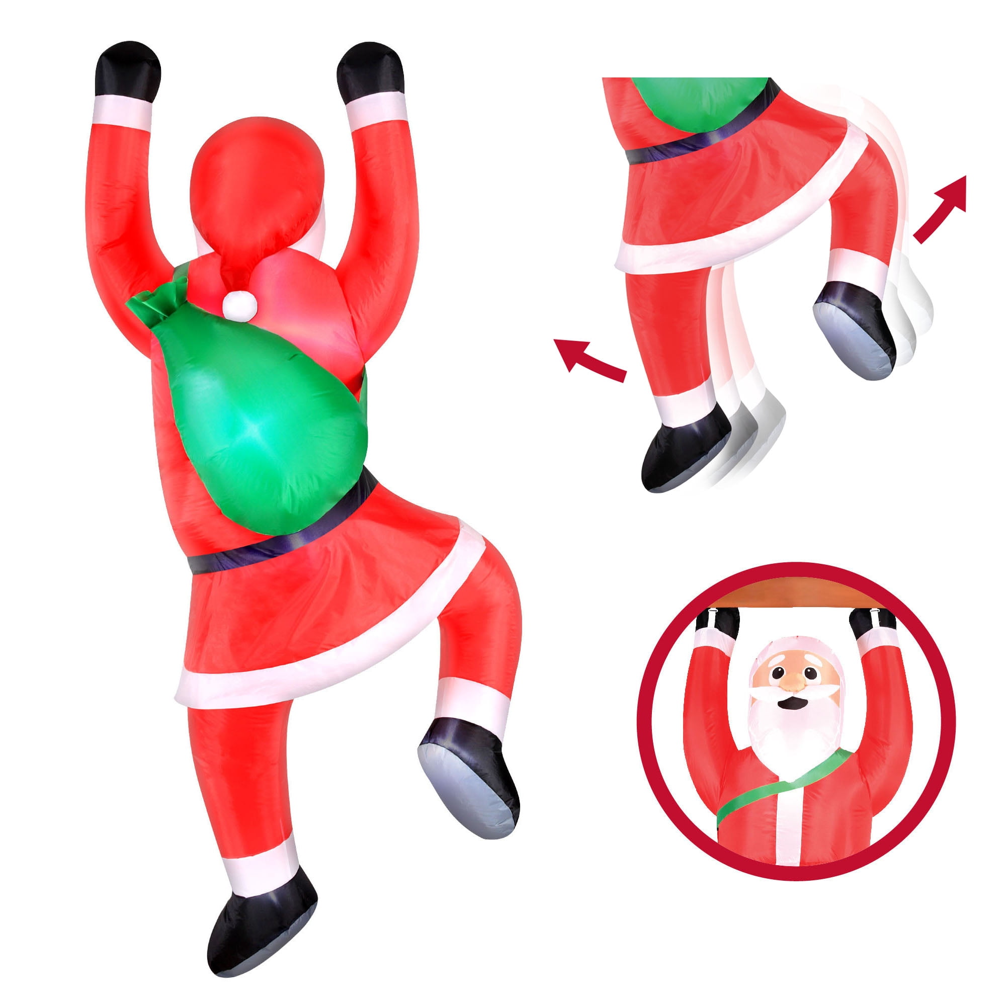 Occasions 6.5’ Inflatable Hanging Santa – Christmas Outdoor Decoration