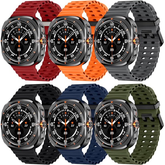 KOMI 6-Pack Sport Band Compatible with Samsung Galaxy Watch Ultra Band 47mm (2024) Women Men, Breathable Soft Silicone Waterproof Watch Strap Accessories for Samsung Watch Ultra Band