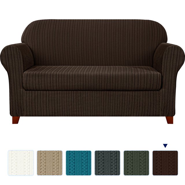 Subrtex Housse de Sofa en Jacquard Extensible à Rayures, 2 Pcs