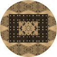thumbnail image 1 of Ahgly Company Machine Washable Indoor Round Transitional Bakers Brown Area Rugs, 4' Round, 1 of 7