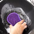 thumbnail image 4 of 1 Pcs Multi-Purpose Scrub Sponges For Kitchen,Non-Scratch Microfiber Sponge,Heavy-Duty Washable Scouring Pad,Reusable Microfiber Sponge,Effortless Cleaning Of Dishes,Pots And Pans All,Purple, 4 of 7