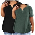 thumbnail image 1 of tarylea 2 Pcs T-Shirts à Manches Courtes pour Femmes Grande Taille T-Shirts de Couleur Unie Col Rond T-Shirts Basiques Unis, 1 of 3