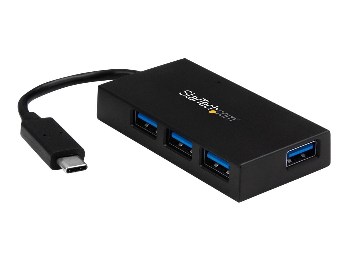 StarTech.com 4 Port USB C Hub - C to 4x A - USB 3.0 Hub - 4 Port USB Hub with Power Adapter - USB C to USB Adapter - USB Multiport Hub (HB30C4AFS)
