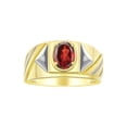 thumbnail image 1 of RYLOS Men's Rings 14K Yellow Gold Ring Classic Designer Style 8X6MM Oval Gemstone & Diamond Ring Garnet Birthstone Rings For Men Size 13, 1 of 7