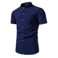 thumbnail image 4 of Birdeem Chemises pour Hommes Mode Décontractée Imprimé Col Rond Bouton Manches Courtes Chemise Blouse, 4 of 9