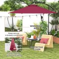 thumbnail image 4 of Outsunny Parasol Déporté de Patio 9,5 Pieds avec Sangle Coupe-Vent, Housse, UPF50+, Rouge, 4 of 10